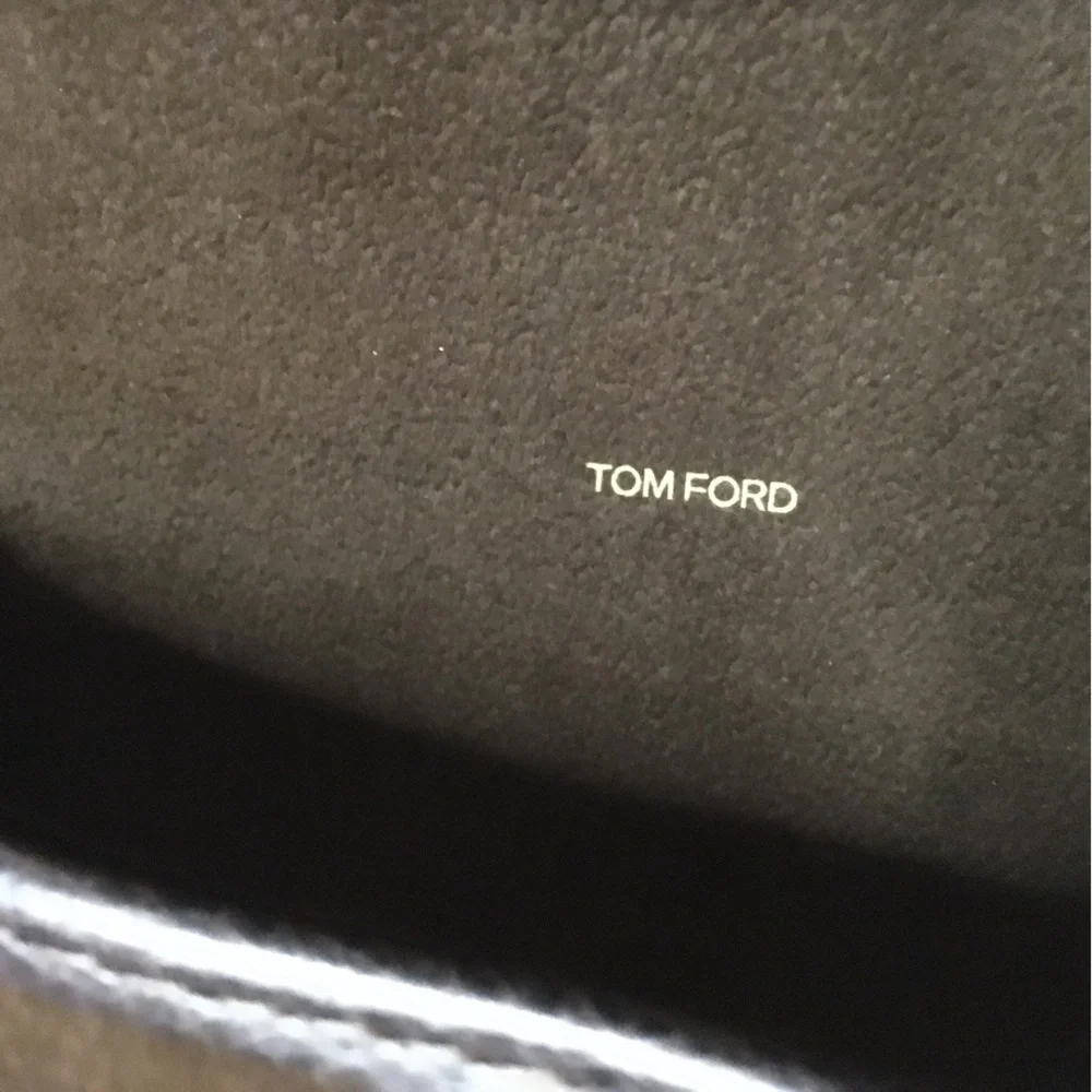 Tom Ford Brown faux suede large eyeglass sunglasses case with shag new